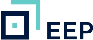 Logo featuring teal and navy nested squares with the word LEEP.