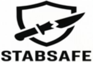 STABSAFE logo: shield with a crossed knife silhouette and the text STABSAFE beneath